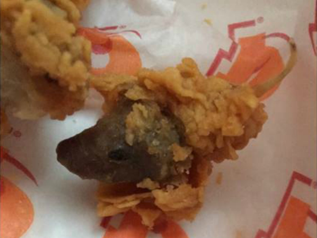 Woman says she found whole rat's head in Popeyes fried chicken meal